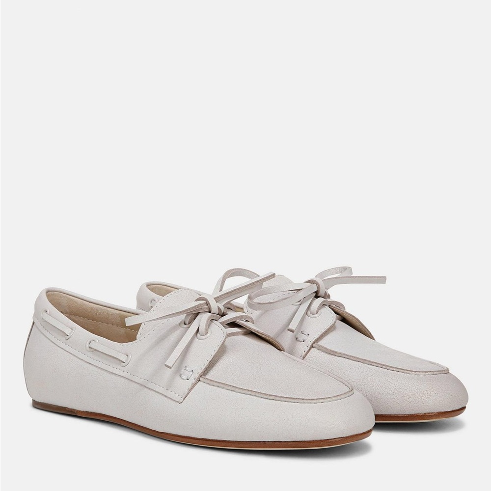NEW Vince Marin Leather Lace-Up Loafer White/Sabbia 8 - Picture 4 of 5